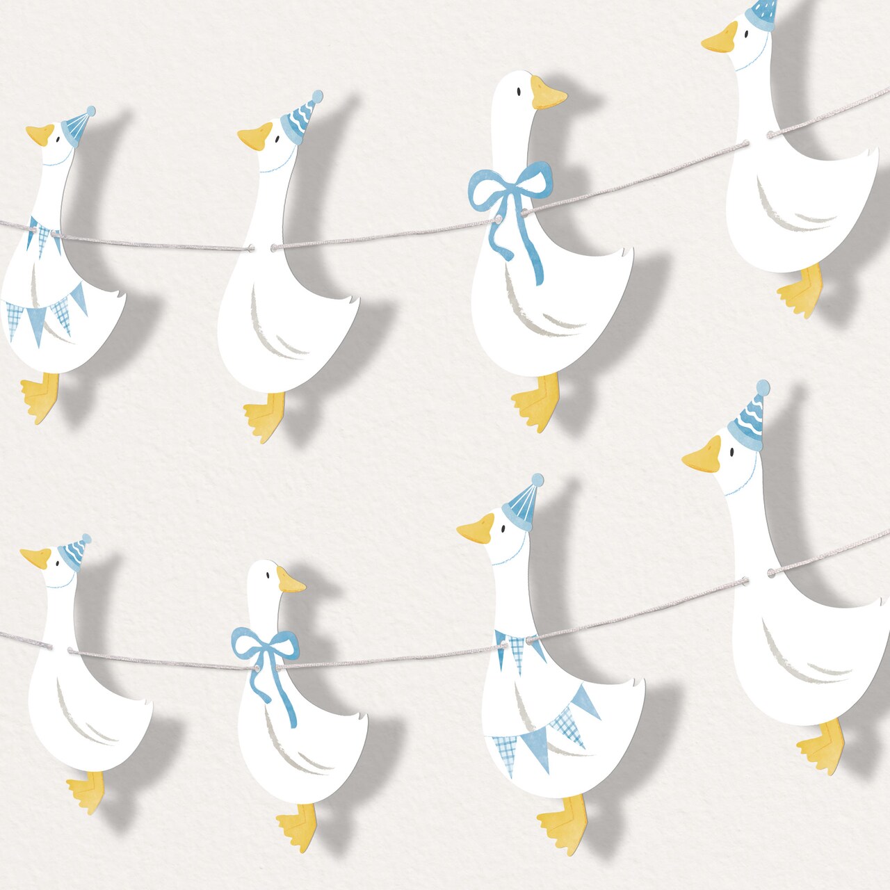 Big Dot of Happiness One Silly Goose Blue Garland Banner, Boy 1st Birthday Decorations Banner Backdrop, 30 Feet of Cord, 15 Double-Sided Goose-Shapes